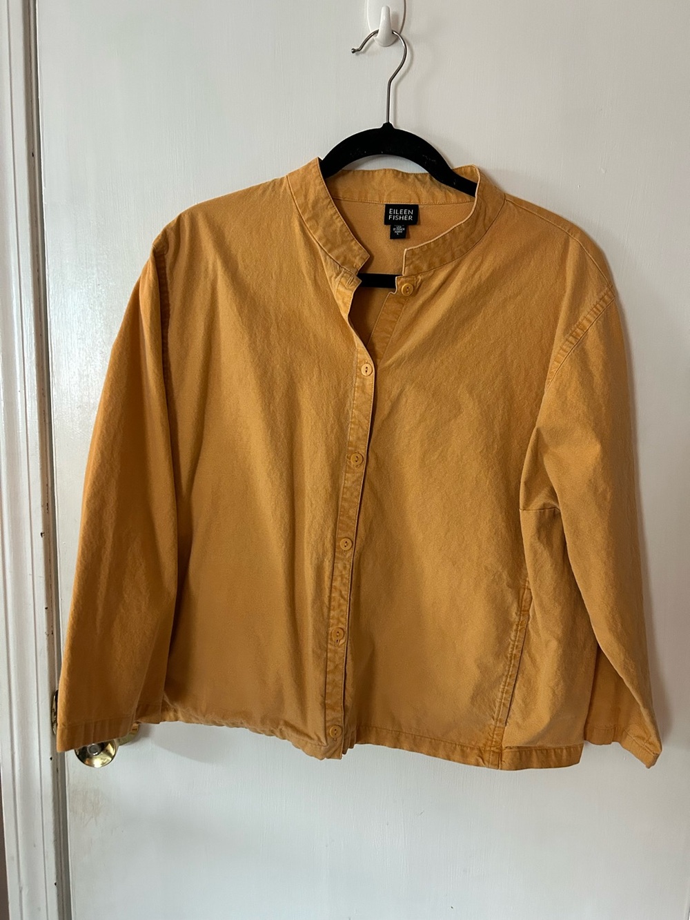 Eileen Fisher Mustard Button-Front Lightweight Jacket /artist shirt